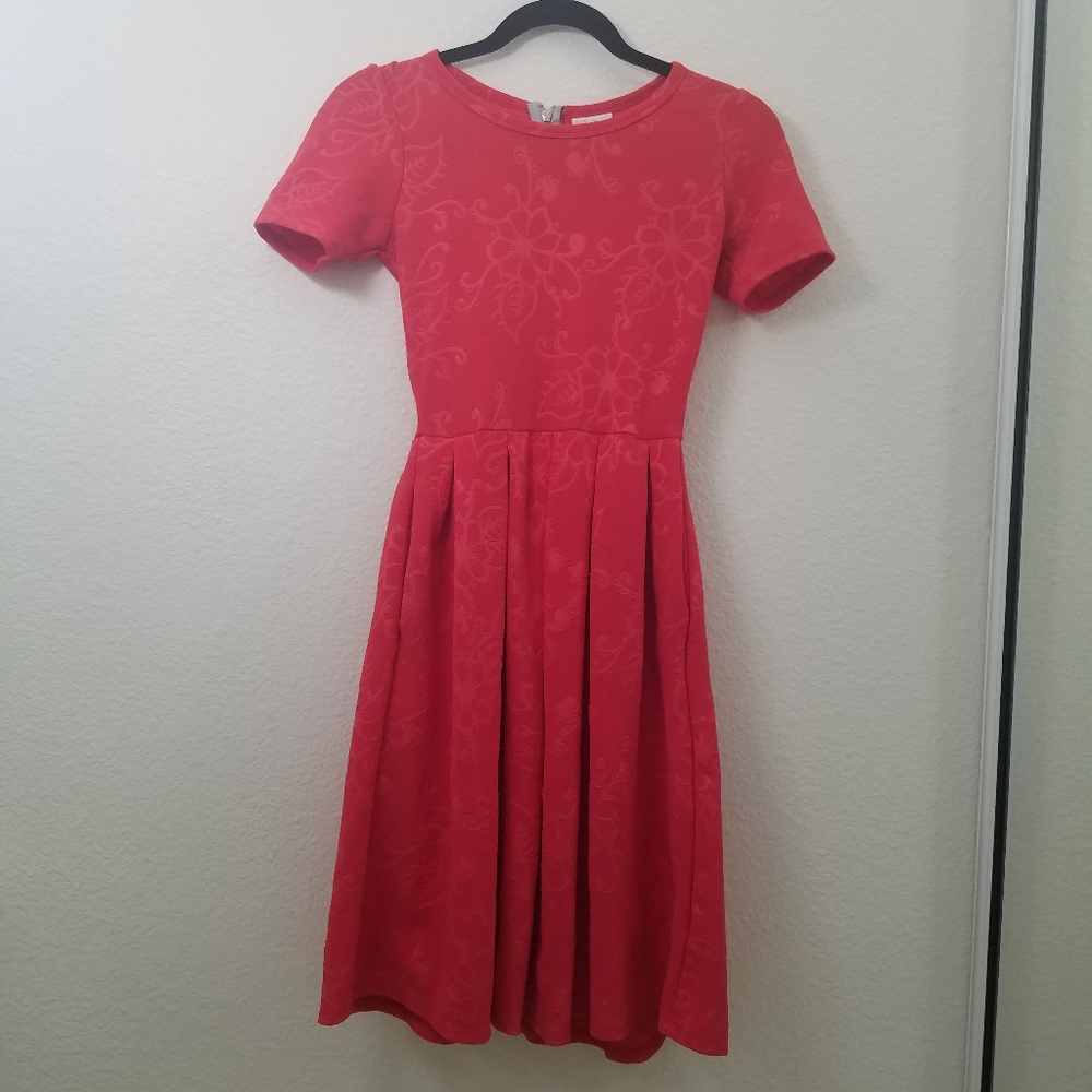 Lularoe Amelia Red Floral Dress Size XXS